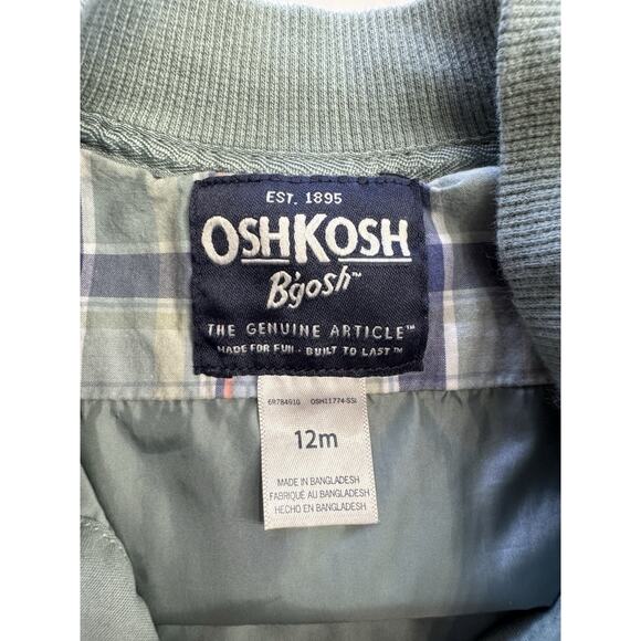 OshKosh B'gosh Lightweight Utility Jacket Olive Army Green Size 12 Months Unisex - Picture 2 of 4